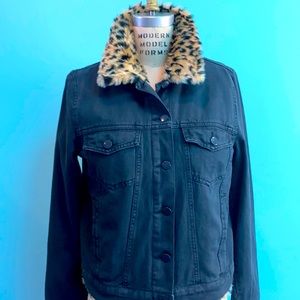Forever 21 black denim & faux fur jacket
